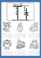 Letter tracing from a-z ,hand drawn tracing worksheets for kids pencontrol and handwriting practice vector