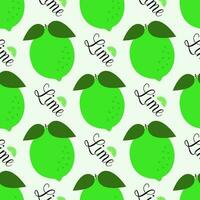 Vector seamless pattern. Lime with an inscription on a white background