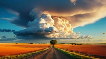 The mesmerizing sight of a rainbow spanning the summer sky generated by AI photo