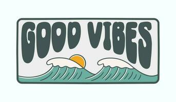 Twins wave and good vibes letter in summer time vector t-shirt, badge, and sticker illustration