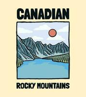 Canadian rocky mountain vintage hand drawing design for badge, sticker, patch, t shirt design, etc vector