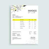 Yellow Color Modern Invoice Design Template vector