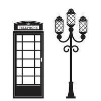 Vector set of London attractions. a set of vector silhouette illustrations of the sights of London, England