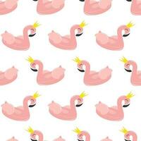Seamless pattern with an inflatable circle in the shape of a pink flamingo vector