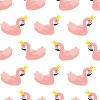 Seamless pattern with an inflatable circle in the shape of a pink flamingo vector