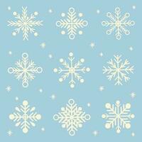 Set of different white snowflakes. New Year illustration vector