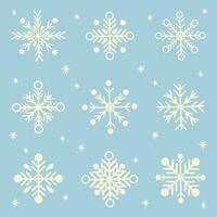 Set of different white snowflakes. New Year illustration vector