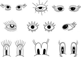 A set of eyes of different styles vector