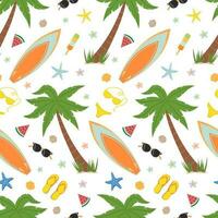 Seamless pattern with summer beach elements vector