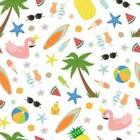 Seamless pattern with summer elements. Summer beach party. vector