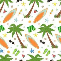 Seamless pattern with summer beach elements vector