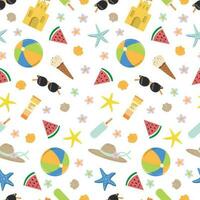 Seamless pattern with summer beach elements vector