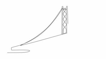 Animated self drawing of single continuous line draw for bridge structure. architechtural design concept for bridge and building. Building icon animation. Full length one line animation. video