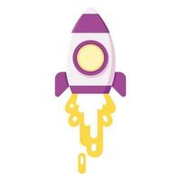 Flying rocket space ship with flame. business startup or business boost concept. vector illustration