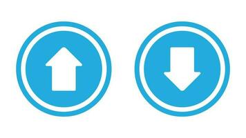 Up and down arrow icon. circular push button in blue color. vector illustration