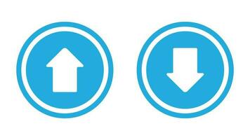 Up and down arrow icon. circular push button in blue color. vector illustration