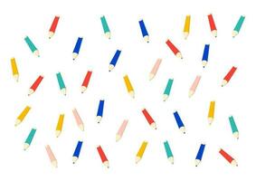 Back to school and education concept. Set of sharpened colored pencils or crayons on white background. Flat design for a banner. The art and study pictures in the classroom. vector