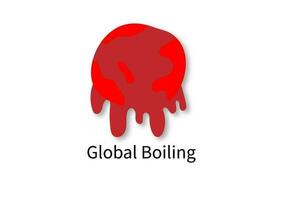 Global warming or boiling. Red hot earth melting on white background. Climate change. vector