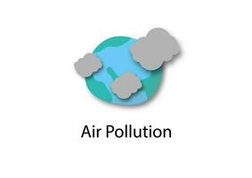 aire ambiente contaminación concepto. global o el tierra con fumar, sucio partícula, niebla tóxica, y polvo en blanco antecedentes. vector