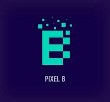 Creative pixel letter B logo. Unique digital pixel art and pixel explosion template. vector