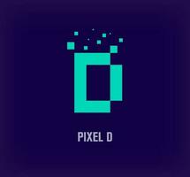 Creative pixel letter D logo. Unique digital pixel art and pixel explosion template. vector