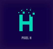 Creative pixel letter H logo. Unique digital pixel art and pixel explosion template. vector