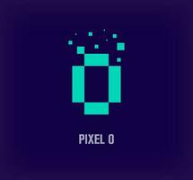 Creative pixel letter O logo. Unique digital pixel art and pixel explosion template. vector