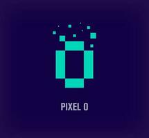 Creative pixel letter O logo. Unique digital pixel art and pixel explosion template. vector