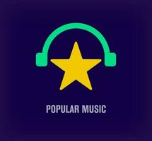 creativo estrella y auriculares logo. único color transiciones único álbum, favorito música, y grabar etiqueta logo modelo. vector