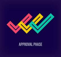 Creative sequential approval phase logo. Unique color transitions. Unique assessment, achievement and certificate logo template. vector