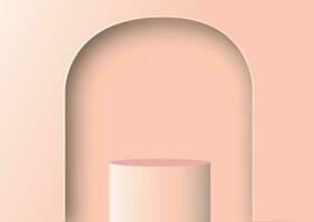 Pink room background. Abstract empty studio. Horizontal bg. Light scene for product. vector