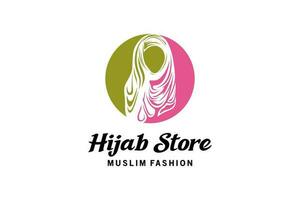 Modern Muslim fashion hijab logo design, beautiful headscarves for Muslim women vector