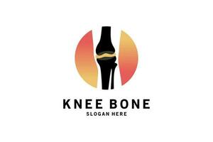 Modern orthopedic knee joint silhouette symbol logo design vector