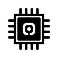 Microchip icon. CPU, Central processing unit, computer processor, chip symbol in circle. Abstract technology logo. Simple round icon isolated on white background. Creative modern vector logo