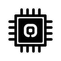 Microchip icon. CPU, Central processing unit, computer processor, chip symbol in circle. Abstract technology logo. Simple round icon isolated on white background. Creative modern vector logo