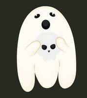 ghost. Soul, cute ghost with a skull, sticker. flat style, cartoon style. halloween. Sticker flying ghost vector