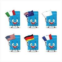 Power bank cartoon character bring the flags of various countries vector