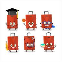 School student of red lugage cartoon character with various expressions vector