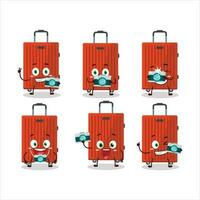 fotógrafo profesión emoticon con rojo equipaje dibujos animados personaje vector
