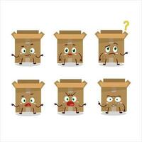 Cartoon character of carton box with what expression vector