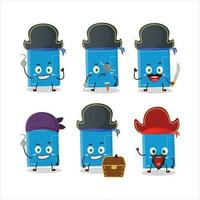 Cartoon character of power bank with various pirates emoticons vector