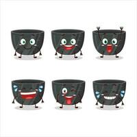 Cartoon character of black ceramic bowl with smile expression vector