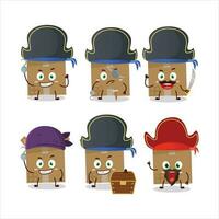 Cartoon character of carton box with various pirates emoticons vector
