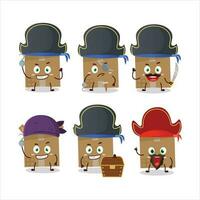 Cartoon character of carton box with various pirates emoticons vector