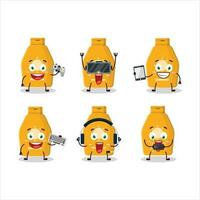 Lotion sunblock cartoon character are playing games with various cute emoticons vector