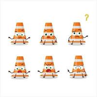 Cartoon character of orange traffic cone with what expression vector