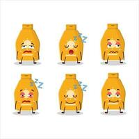 Cartoon character of lotion sunblock with sleepy expression vector