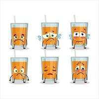 Orange juice cartoon character with sad expression vector