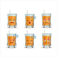 Cartoon character of orange juice with sleepy expression vector