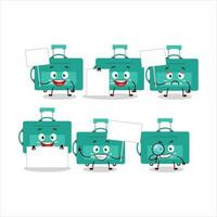 Mini lugage cartoon character bring information board vector